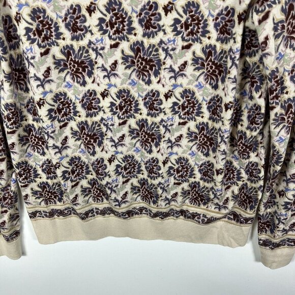 Tory Burch Floral Print Merino Wool Sweater Women’s Sz Small Lightweight - Picture 4 of 11